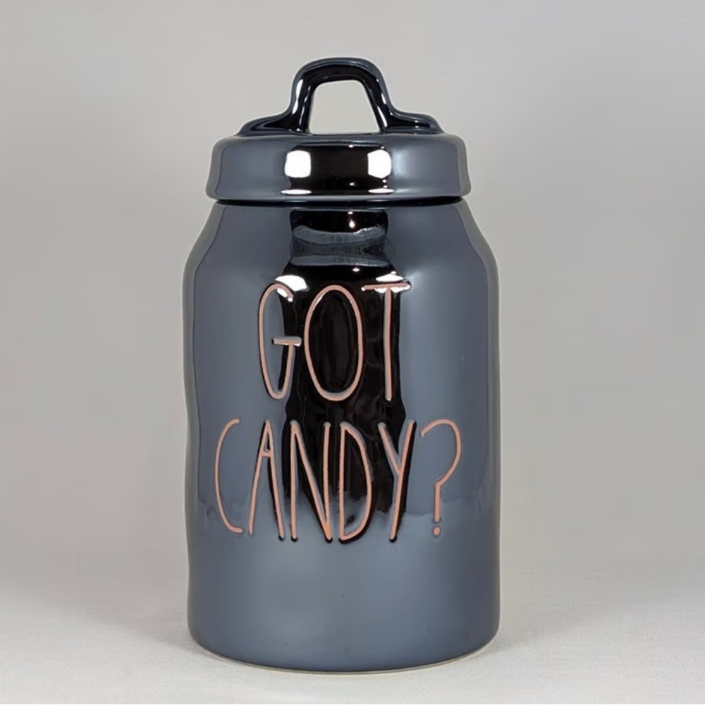 Rae Dunn Black and Purple Iridescent GOT CANDY Ceramic Canister